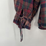 women Chaps Plaid Blouse Red Brown Multi Top 2X