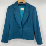 women Pendleton Vintage Wool Blazer Teal Jacket 8