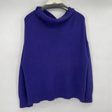 women Eileen Fisher Cowl Neck Org Cotton/Cashmere Blue Sweater S