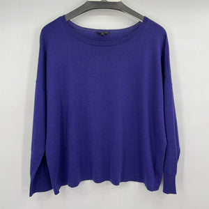 women Eileen Fisher Merino Wool Knit Blue Sweater XL