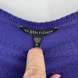 women Eileen Fisher Merino Wool Knit Blue Sweater XL