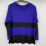 women Eileen Fisher Yak & Wool Blend Striped Charcoal Blue Sweater M