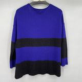 women Eileen Fisher Yak & Wool Blend Striped Charcoal Blue Sweater M