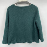 women Eileen Fisher Cashmere Silk Boucle Knit Green Sweater M