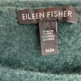 women Eileen Fisher Cashmere Silk Boucle Knit Green Sweater M