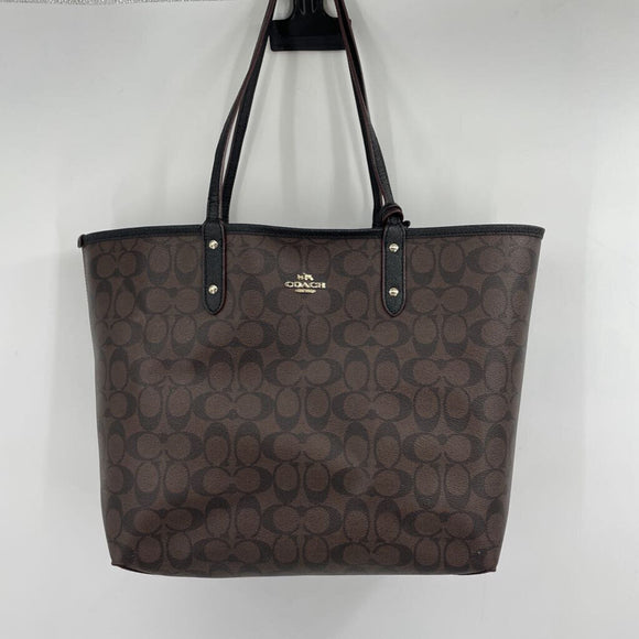 women Coach Monogram Tote Brown/Black Purse