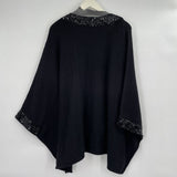 women Bebe NWT Sequin Trim Poncho Black Sweater One Size