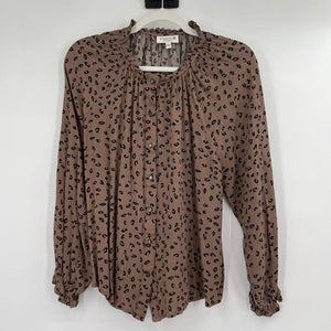 women Studio B Spotted Brown Top L