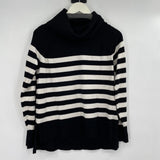 women Cyrus Striped Cowl Black and White Sweater M