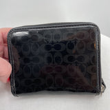 women Coach Perforated Embossed Liquid Gloss Wallet Black Purse