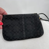 women Coach Vintage Canvas Leather Wristlet Black Purse