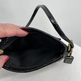 women Coach Vintage Canvas Leather Wristlet Black Purse