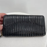 women Coach Madison Gathered Leather Accordion Zip Wallet Black Purse