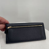 women Coach Crossgrain Soft Leather Wallet Midnight Purse