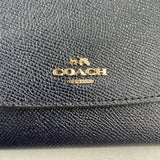 women Coach Crossgrain Soft Leather Wallet Midnight Purse