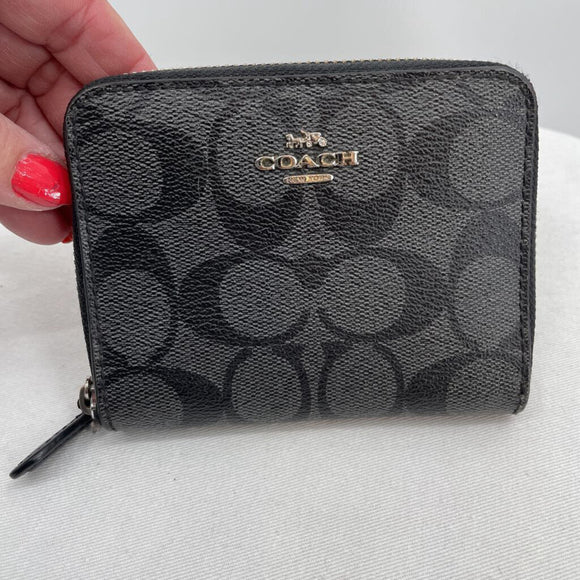 women Coach Restored Small Zip Around Wallet Black Purse