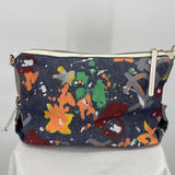 women Dooney & Bourke Vintage Paint Splatter Denim Handbag with Matching Wristlet Blue Multi Purse