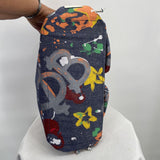 women Dooney & Bourke Vintage Paint Splatter Denim Handbag with Matching Wristlet Blue Multi Purse