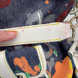 women Dooney & Bourke Vintage Paint Splatter Denim Handbag with Matching Wristlet Blue Multi Purse