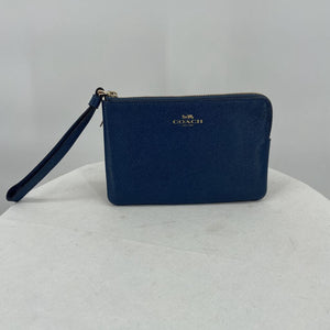 women Coach Corner Zip Wristlet Blue Purse