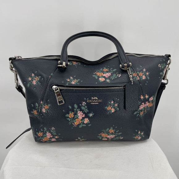 women Coach Prairie Satchel Rose Bouquet Print Navy Purse