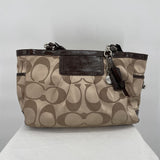 women Coach Signature Monogram Canvas Shoulder Bag with Wallet and Coin Purse Brown Purse