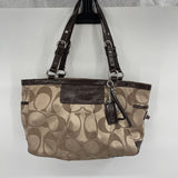 women Coach Signature Monogram Canvas Shoulder Bag with Wallet and Coin Purse Brown Purse