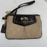 women Coach Signature Monogram Canvas Shoulder Bag with Wallet and Coin Purse Brown Purse