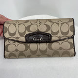 women Coach Signature Monogram Canvas Shoulder Bag with Wallet and Coin Purse Brown Purse