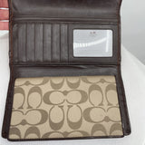 women Coach Signature Monogram Canvas Shoulder Bag with Wallet and Coin Purse Brown Purse