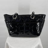 women Coach Patent Leather Handbag with Two Matching Wallets and a Matching Wristlet Black Purse