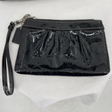 women Coach Patent Leather Handbag with Two Matching Wallets and a Matching Wristlet Black Purse