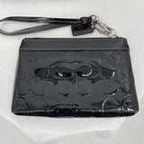 women Coach Patent Leather Handbag with Two Matching Wallets and a Matching Wristlet Black Purse