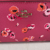 women Coach Peony Flower Zip Around Wallet Pink Purse