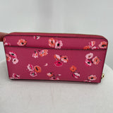 women Coach Peony Flower Zip Around Wallet Pink Purse