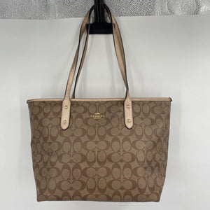 women Coach Zip Tote in Signature Canvas Rose Gold Brown Purse