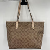 women Coach Zip Tote in Signature Canvas Rose Gold Brown Purse