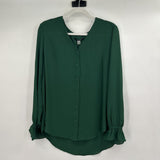 women Tahari NWT Long Sleeve Blouse Midnight Forest Green Top L