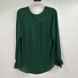 women Tahari NWT Long Sleeve Blouse Midnight Forest Green Top L