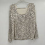 women Halogen NWT Sequined Top Ivory and Silver Top XL