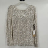 women Halogen NWT Sequined Top Ivory and Silver Top XL