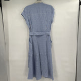 women White House Black Market NWT Striped Utility Midi Blue and White Dress 14