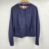 women Boden Snap Front Knit Navy Blue Jacket 16R