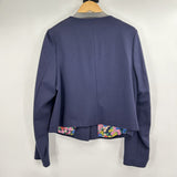 women Boden Snap Front Knit Navy Blue Jacket 16R