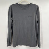 women Patagonia Long Sleeve Logo Tee Gray Knit Top S