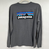 women Patagonia Long Sleeve Logo Tee Gray Knit Top S