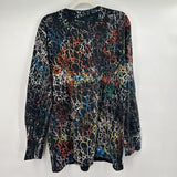 men Big Bud French Terry Tie Dye Black Multicolor Knit Top XL