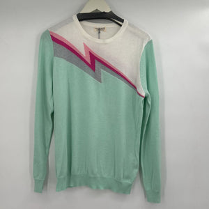 women Sugarhill NWT Astrid Flash Mint Green Pink Off-White Sweater 10