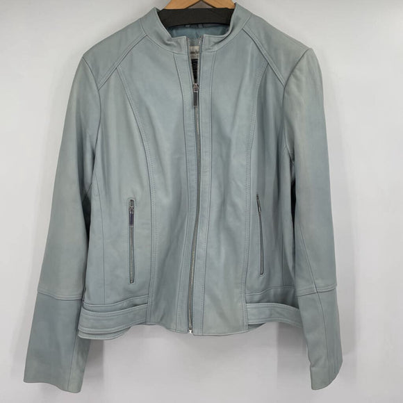 women Neiman Marcus Leather Light Blue Jacket XL