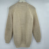 women Gaeltarra Vintage 100% Handloomed Knit Wool Cardigan Made in Ireland Cream Sweater M